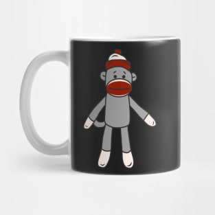 Sock Monkey With Red, Grey And White Stripes Mug